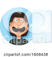Clipart Of A Happy Hispanic Woman Talking In A Blue Circle Royalty Free Vector Illustration by Cory Thoman
