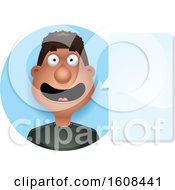 Clipart Of A Black Man Talking In A Blue Circle Royalty Free Vector Illustration