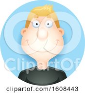 Clipart Of A Happy Blond White Man Smiling In A Blue Circle Royalty Free Vector Illustration