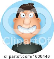 Poster, Art Print Of Happy Hispanic Man Grinning In A Blue Circle