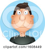 Clipart Of A Happy Hispanic Man Smiling In A Blue Circle Royalty Free Vector Illustration