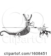 Poster, Art Print Of Horseback Knight Spearing A Giant Crocodile