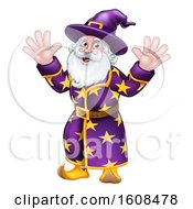 Poster, Art Print Of Happy Wizard Waving With Both Hands