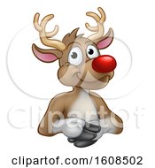 Poster, Art Print Of Red Nosed Christmas Reindeer Over A Sign