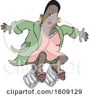 Clipart Of A Cartoon Black Woman In A Robe Springing Forward Royalty Free Vector Illustration