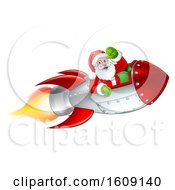 Clipart Of A Shooting Rocket With Santa Waving Royalty Free Vector Illustration