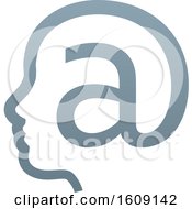 Clipart Of A Profiled Face In An Email Arobase At Symbol Royalty Free Vector Illustration by AtStockIllustration