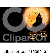 Poster, Art Print Of Halloween Background With Castle And Pumpkins