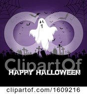 Poster, Art Print Of Halloween Background With Ghost And Graveyard