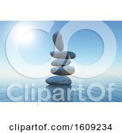 Poster, Art Print Of 3d Balancing Stones In The Ocean