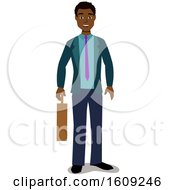Happy Black Business Man Holding A Briefcase
