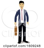 Poster, Art Print Of Happy Asian Business Man Holding A Briefcase