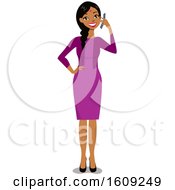 Poster, Art Print Of Happy Indian Business Woman With A Braid And Bindi Talking On A Cell Phone