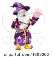 Poster, Art Print Of Happy Wizard Waving And Pointing