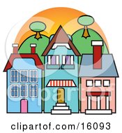 Store Fronts In A Town Clipart Illustration