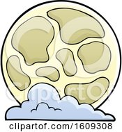 Clipart Of A Full Moon And Cloud Royalty Free Vector Illustration by visekart