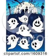 Poster, Art Print Of Group Of Ghosts In A Cemetery