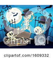 Poster, Art Print Of Group Of Skeletons In A Cemetery