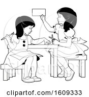 Poster, Art Print Of Grayscale Girls Doing Crafts And Activities
