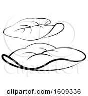 Clipart Of Lineart Leaves Royalty Free Vector Illustration