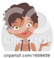 Clipart Of A Friendly Black Female Barista Presenting Royalty Free Vector Illustration