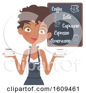 Poster, Art Print Of Friendly Black Female Barista Holding Coffee Cups