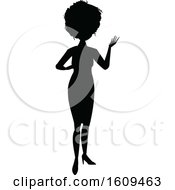Clipart Of A Silhouetted Business Woman Presenting Royalty Free Vector Illustration