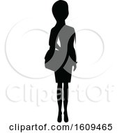 Clipart Of A Silhouetted Business Woman Royalty Free Vector Illustration