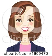 Clipart Of A Happy Brunette White Business Woman Avatar Royalty Free Vector Illustration