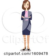 Poster, Art Print Of Happy White Business Woman With Folded Arms