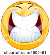 Clipart Of A Yellow Smiley Emoji Grinning Royalty Free Vector Illustration