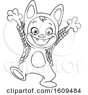 Clipart Of A Black And White Kid In A Werewolf Halloween Costume Royalty Free Vector Illustration