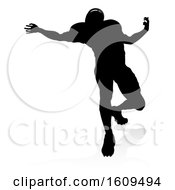 American Football Player Silhouette With A Reflection Or Shadow On A White Background