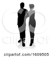 Poster, Art Print Of Silhouetted Couple With A Reflection Or Shadow On A White Background