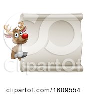 Poster, Art Print Of Christmas Reindeer Cartoon Sign