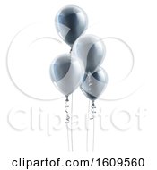 Clipart Of A Group Of 3d Silver Party Balloons Royalty Free Vector Illustration