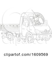 Poster, Art Print Of Lineart Man Driving A Truck