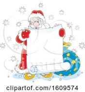 Poster, Art Print Of Santa Claus Holding A Blank Scroll Banner