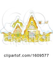 Clipart Of A Fairy Tale Log House With Winter Snow Royalty Free Vector Illustration