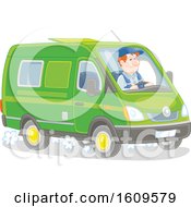 Poster, Art Print Of Caucasian Man Driving A Van