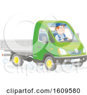 Poster, Art Print Of Caucasian Man Driving A Truck