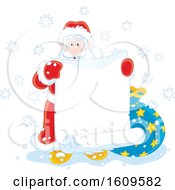 Poster, Art Print Of Santa Holding A Blank Scroll Banner