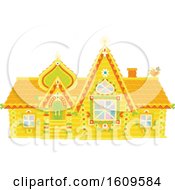 Clipart Of An Ornate Fairy Tale Log House Royalty Free Vector Illustration