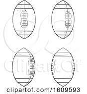 Clipart Of A Sketched Sequence Of An American Football Spinning Royalty Free Vector Illustration
