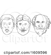 Poster, Art Print Of Sketched Sequence Of A Mans Face Aging