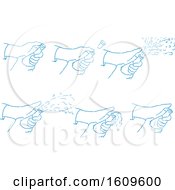 Sketched Sequence Of A Hand Popping A Champagne Wine Bottle