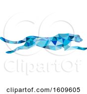 Poster, Art Print Of Blue Geometric Cheetah Running