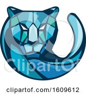 Poster, Art Print Of Blue Geometric Cheetah Mascot Head And Tail