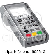 Clipart Of A Credit Card Point Of Sale POS Terminal Royalty Free Vector Illustration