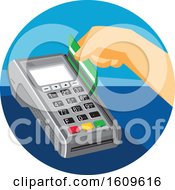 Clipart Of A Hand Swiping A Credit Card In A Terminal Royalty Free Vector Illustration by patrimonio